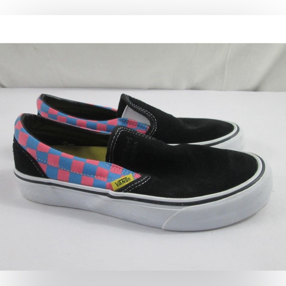 Vans T&C Surf Designs Slip-On Pink Blue Checkerboard Unisex Shoes 6.5/8